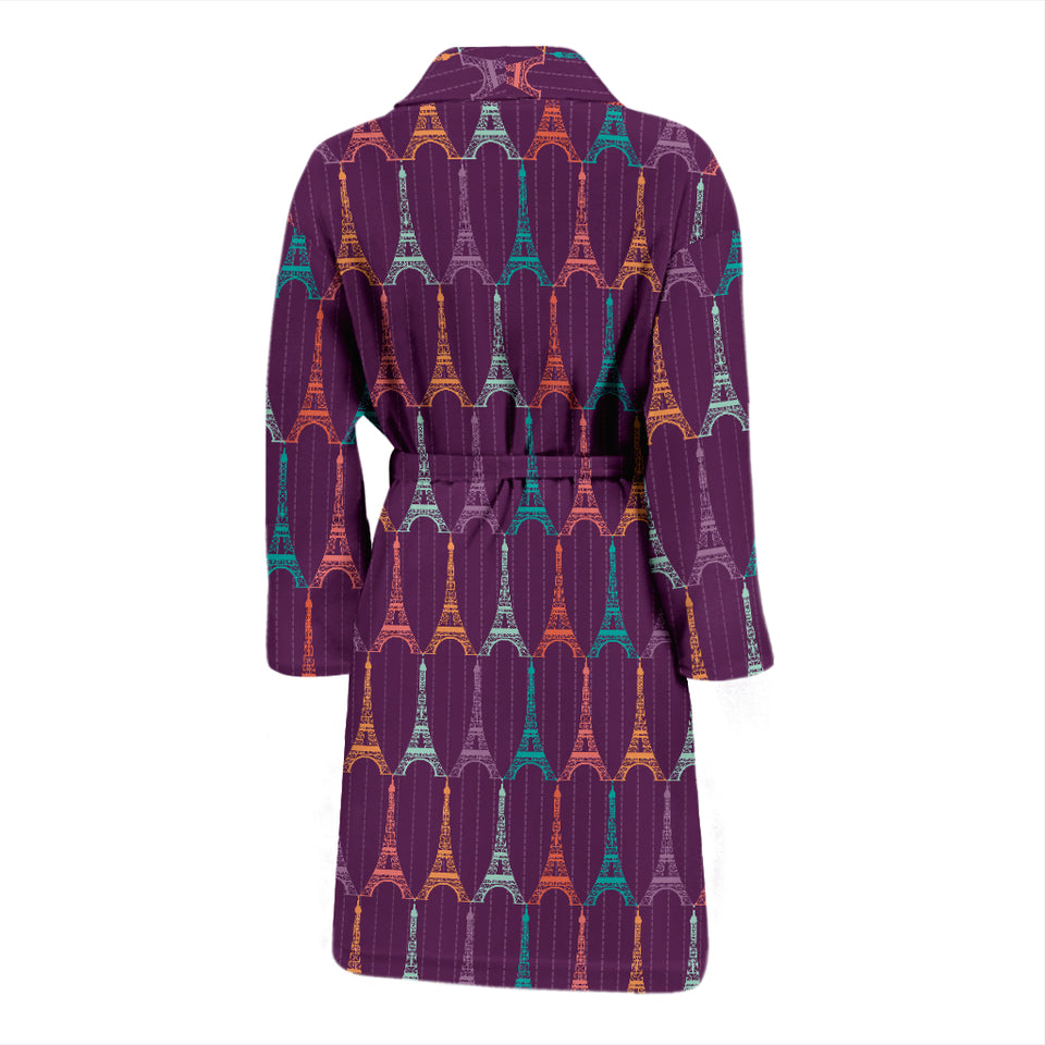 Eiffel Tower Pattern Print Design 05 Men's Bathrobe