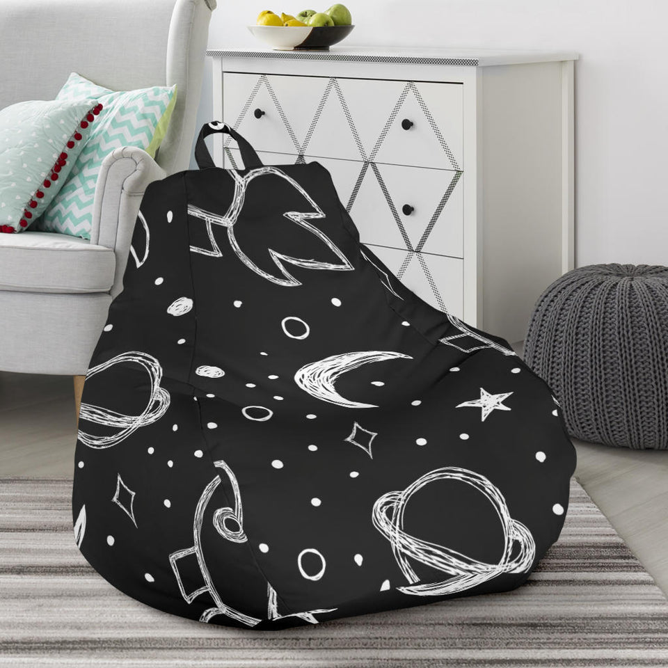 Hand Drawn Space Rocket Star Planet Bean Bag Cover