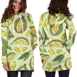 Durian Leaves Pattern Background Women'S Hoodie Dress