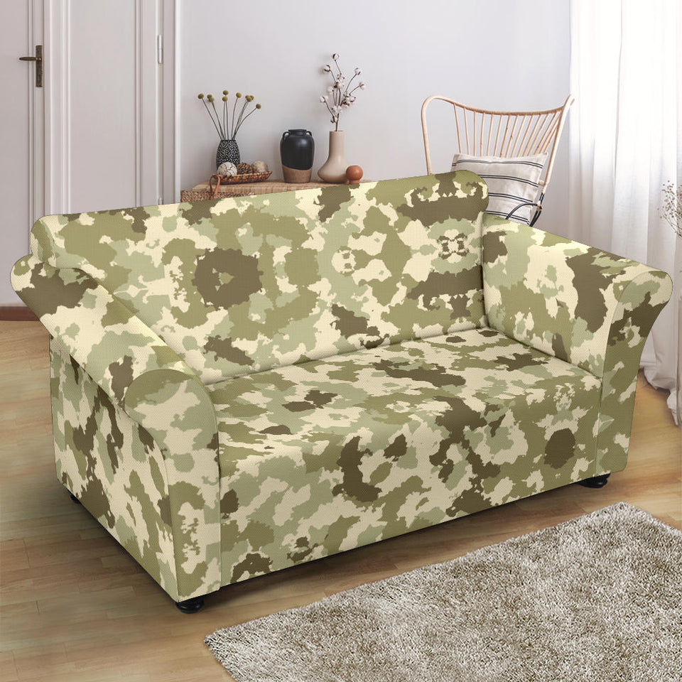 Light Green Camo Camouflage Pattern Loveseat Couch Slipcover