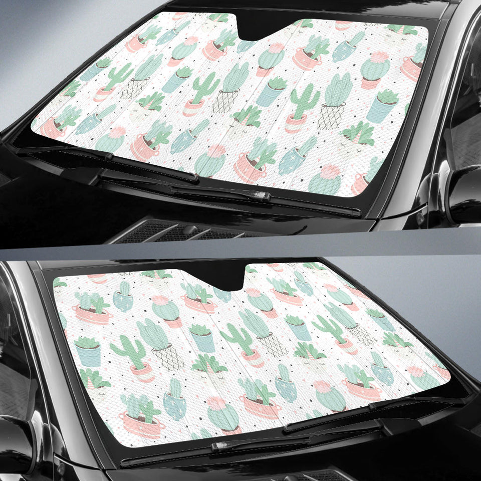 Pastel Colorcactus Pattern Copy Car Sun Shade