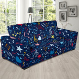Music Notes Pattern Print Design 03 Sofa Slipcover