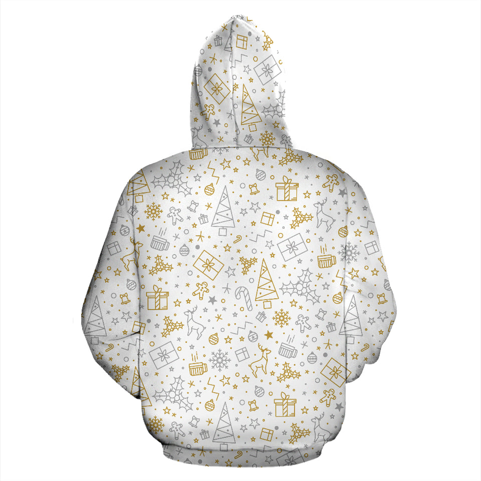 Christmas Tree Christmas Element Silver Gold Pattern Zip Up Hoodie