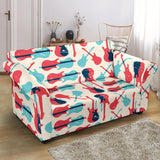 Red Blue Guitar Pattern Loveseat Couch Slipcover