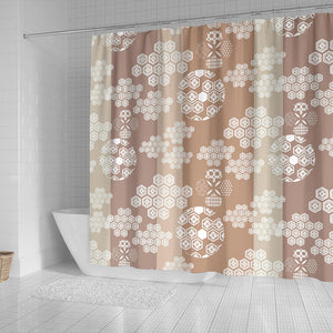 Beautiful Hexagon Japanese  Pattern Shower Curtain Fulfilled In US