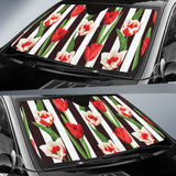 Red And White Tulips Pattern Car Sun Shade