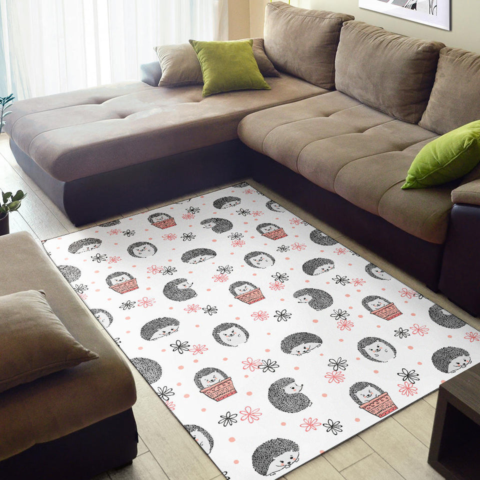 Hedgehog Pattern Print Design 02 Area Rug