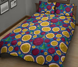 Passion fruit blue background Quilt Bed Set