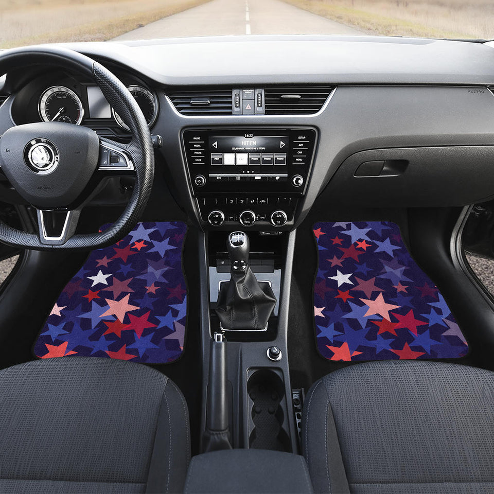 Red Blue Star Pattern Front And Back Car Mats