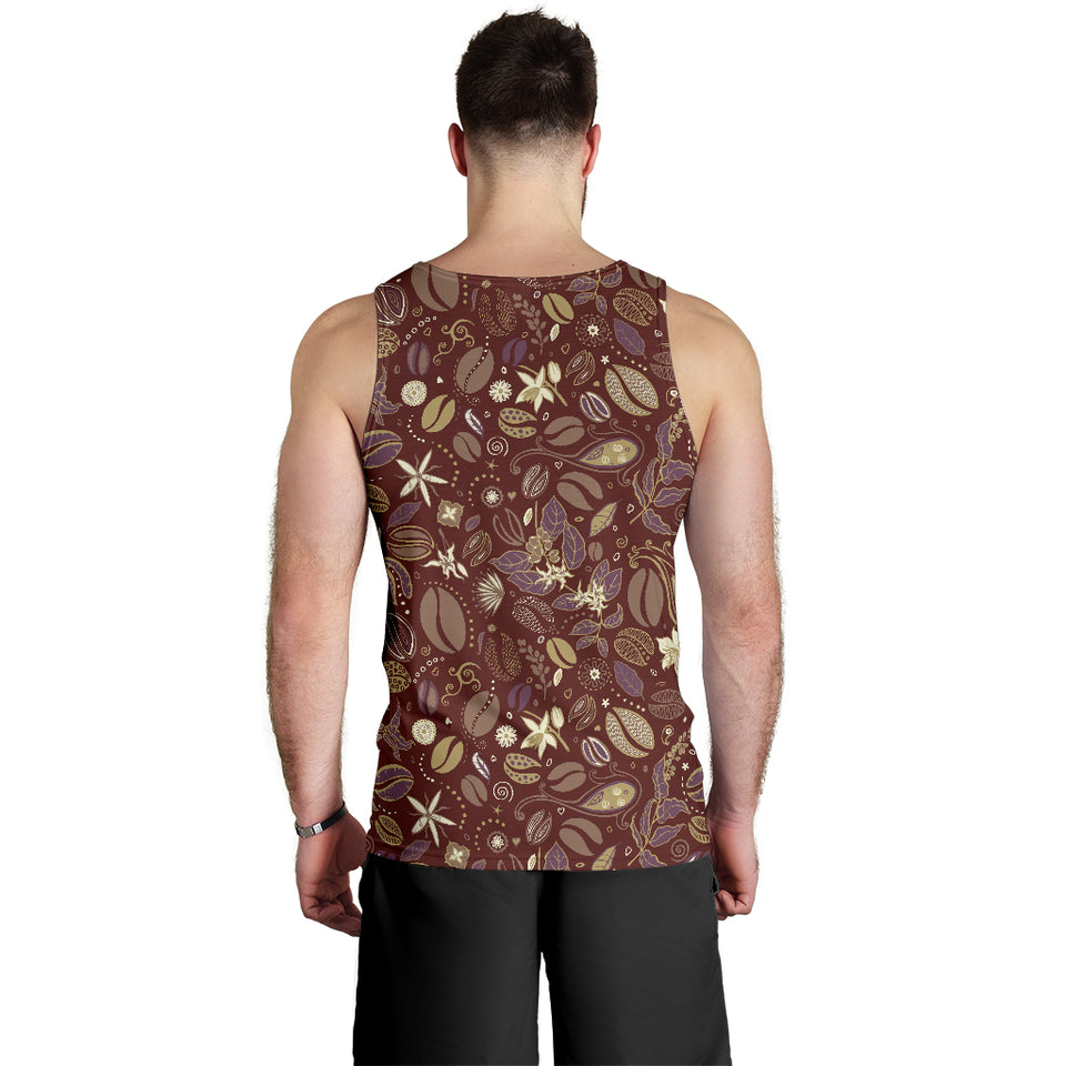 Coffee bean flower pattern Men Tank Top