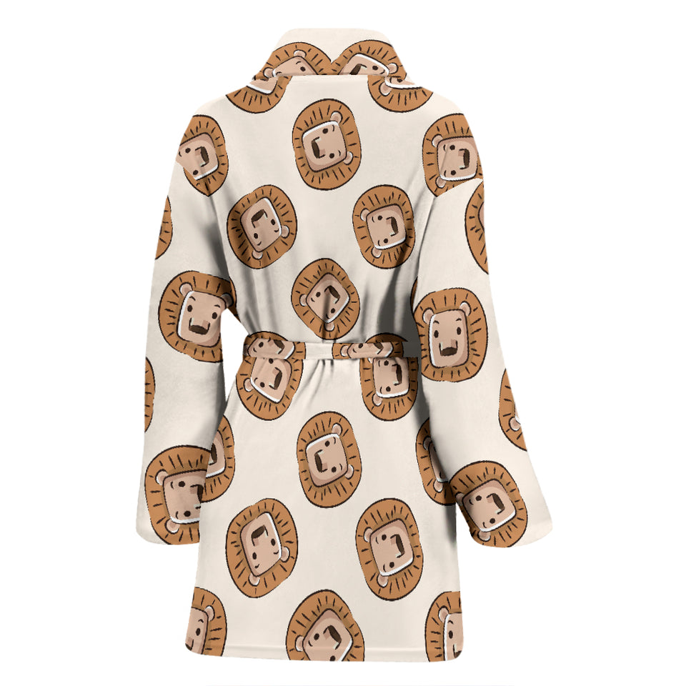 Lion Pattern Print Design 01 Women's Bathrobe