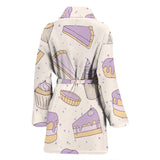 Cakes Pies Tarts Muffins And Eclairs Purple Blueberry Topping Pattern Women'S Bathrobe