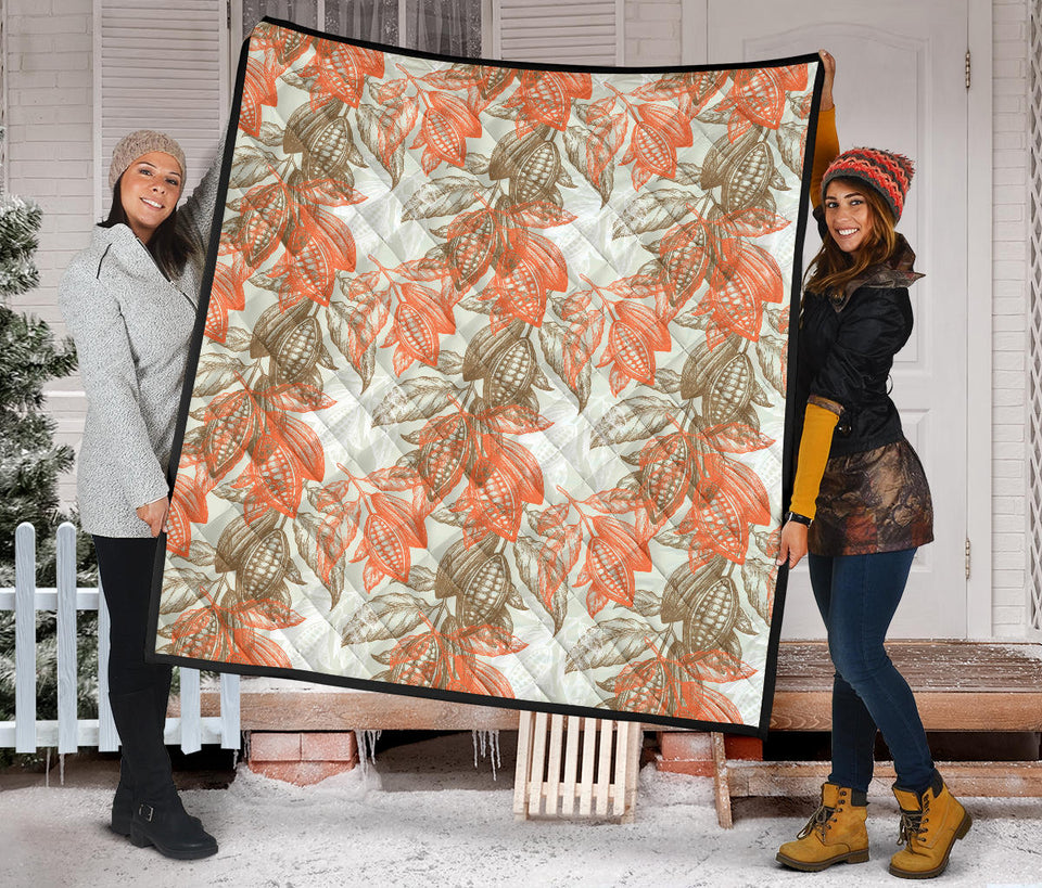 Cocoa Beans Cocoa Tree Pattern Premium Quilt