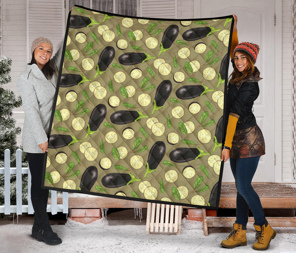 Eggplant Pattern Print Design 02 Premium Quilt
