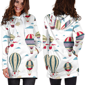 Hot Air Balloon Pattern Women'S Hoodie Dress