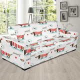 Cute Dachshund Bone Pattern Sofa Slipcover
