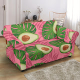 Avocado Slices Leaves Pink Back Ground Loveseat Couch Slipcover