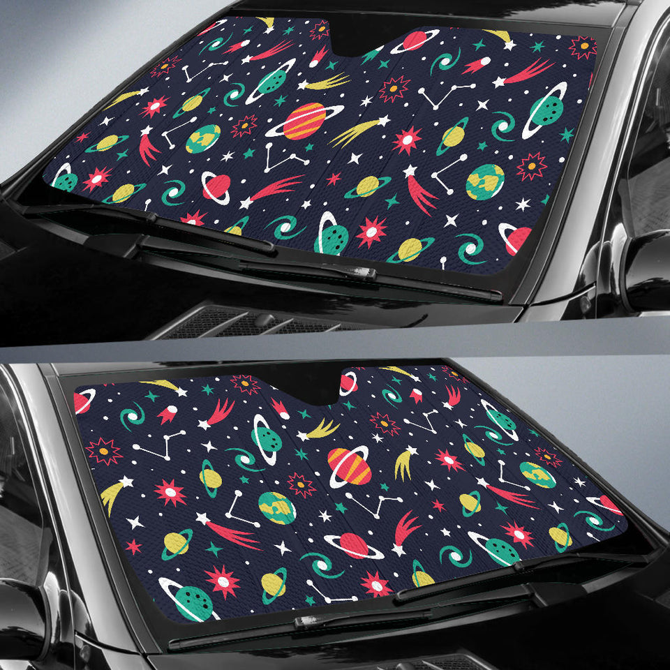 Colorful Space Pattern Planet Star Car Sun Shade