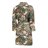 Monkey Tropical Leaves Background Men'S Bathrobe