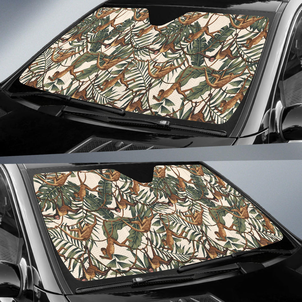Monkey Tropical Leaves Background Car Sun Shade