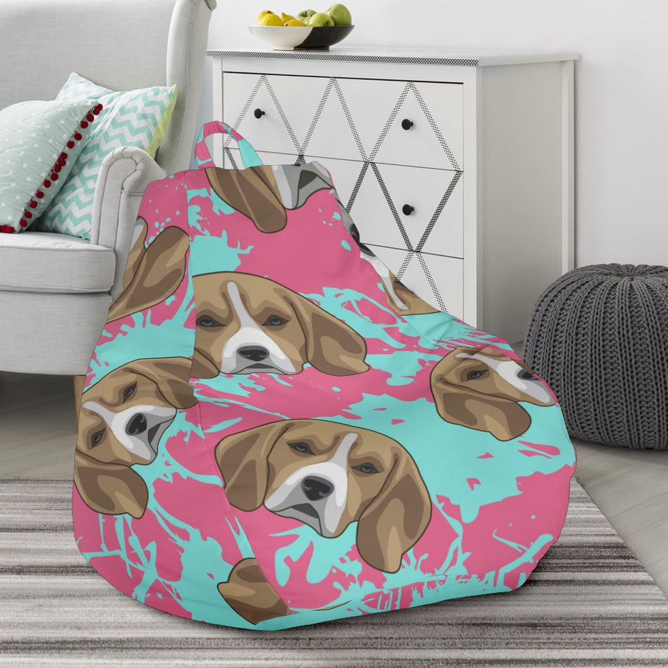 Beagle Muzzles Turquoise Paint Splashes Pink Pattern Bean Bag Cover