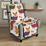 Corgi Christmas Pattern Chair Cover Protector