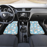 Cute Rainbow Clound Star Pattern Blue Background Front And Back Car Mats