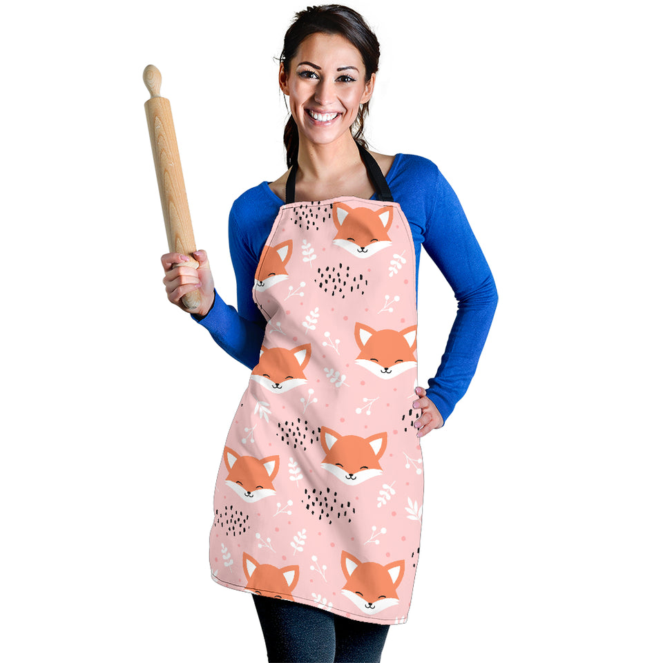 Cute Fox Pattern Pink Background Adjustable Apron