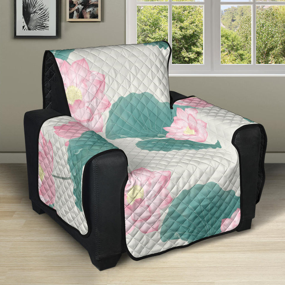 Pink lotus waterlily leaves pattern Recliner Cover Protector