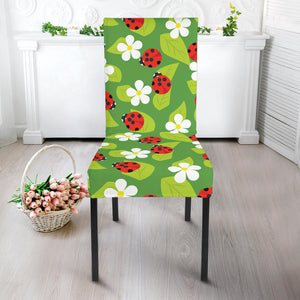 Ladybug Pattern Print Design 01 Dining Chair Slipcover