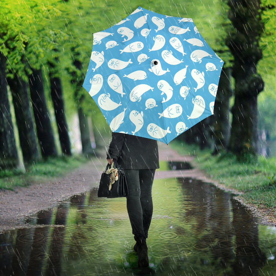 Cute White Sea Lion Seals Pattern Umbrella