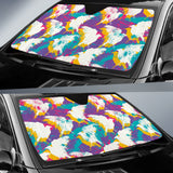 Colorful Crow Illustration Pattern Car Sun Shade