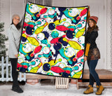 Watercolor Bowling Ball Pins Premium Quilt