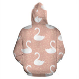 Swan Flower Light Pink Background Zip Up Hoodie
