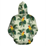 Beautiful Parrot Palm Leaves Pattern Zip Up Hoodie