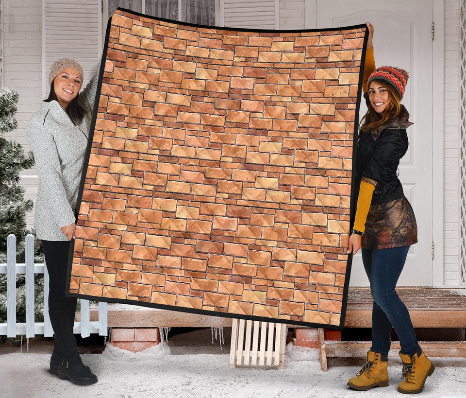 Brick Printed Pattern Print Design 04 Premium Quilt