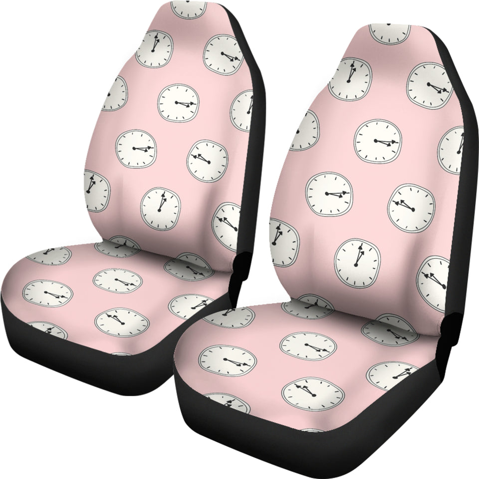 Clock Pattern Pink Blackground Universal Fit Car Seat Covers