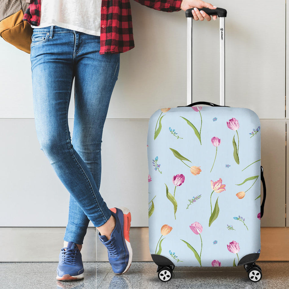 Watercolor Tulips Pattern Cabin Suitcases Luggages
