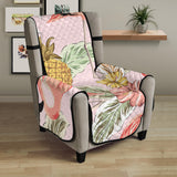 Pink flamingo birds pineapples hibiscus flower pattern Chair Cover Protector