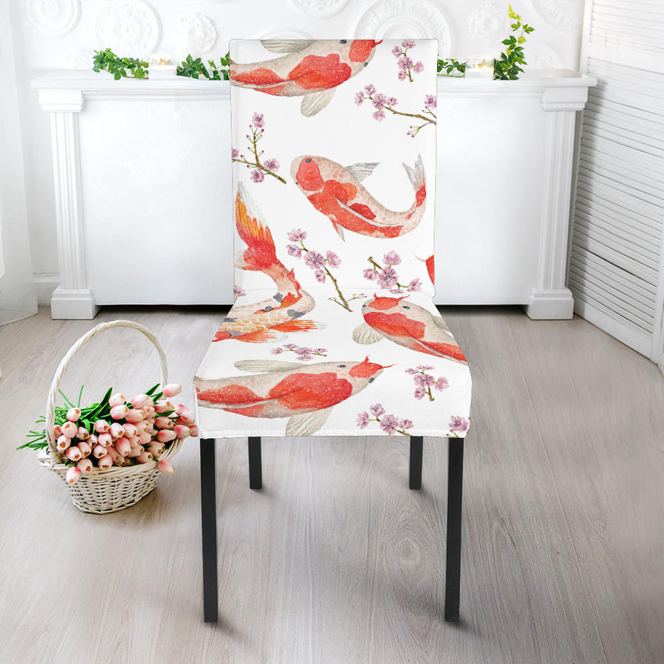 Watercolor Koi Fish Carp Fish Pattern Dining Chair Slipcover