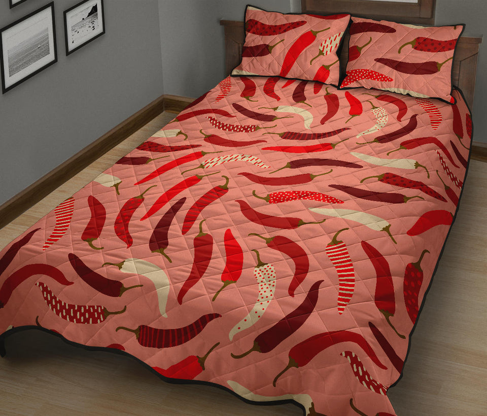 Beautiful Chili peppers pattern Quilt Bed Set