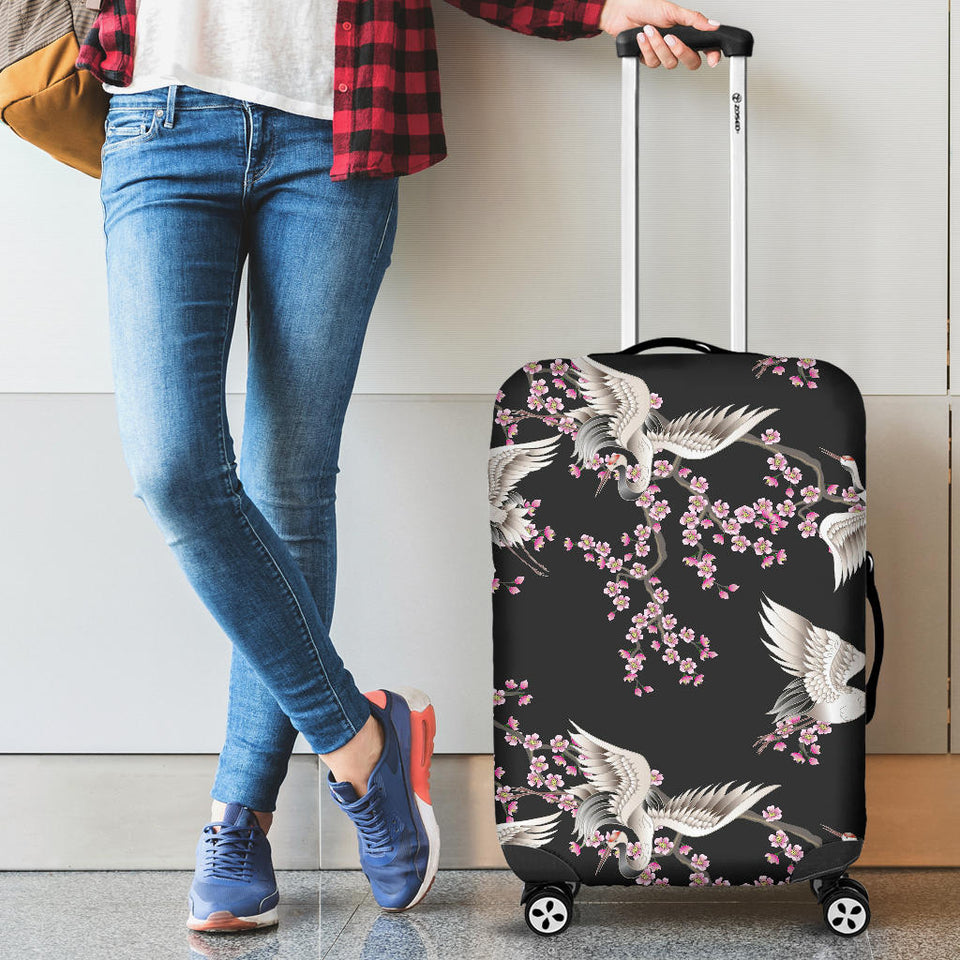 Japanese Crane Pink Sakura Pattern Luggage Covers