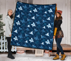 Stingray Pattern Print Design 04 Premium Quilt