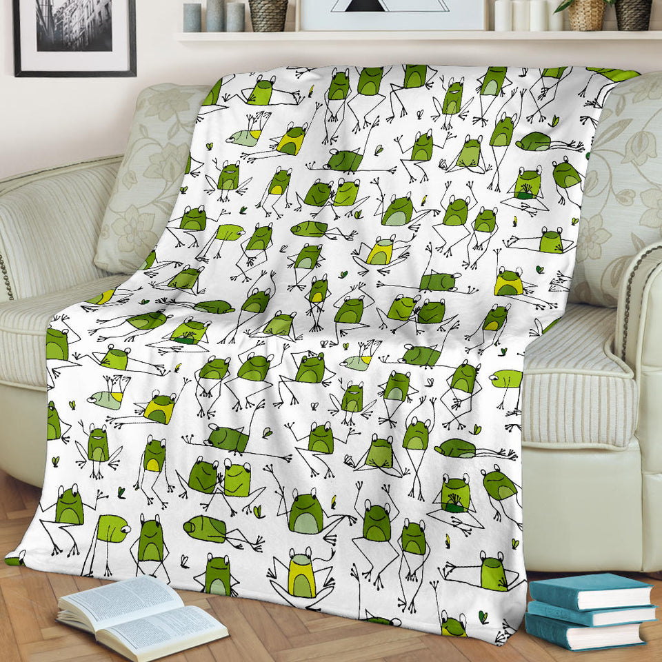 Sketch Funny Frog Pattern Premium Blanket