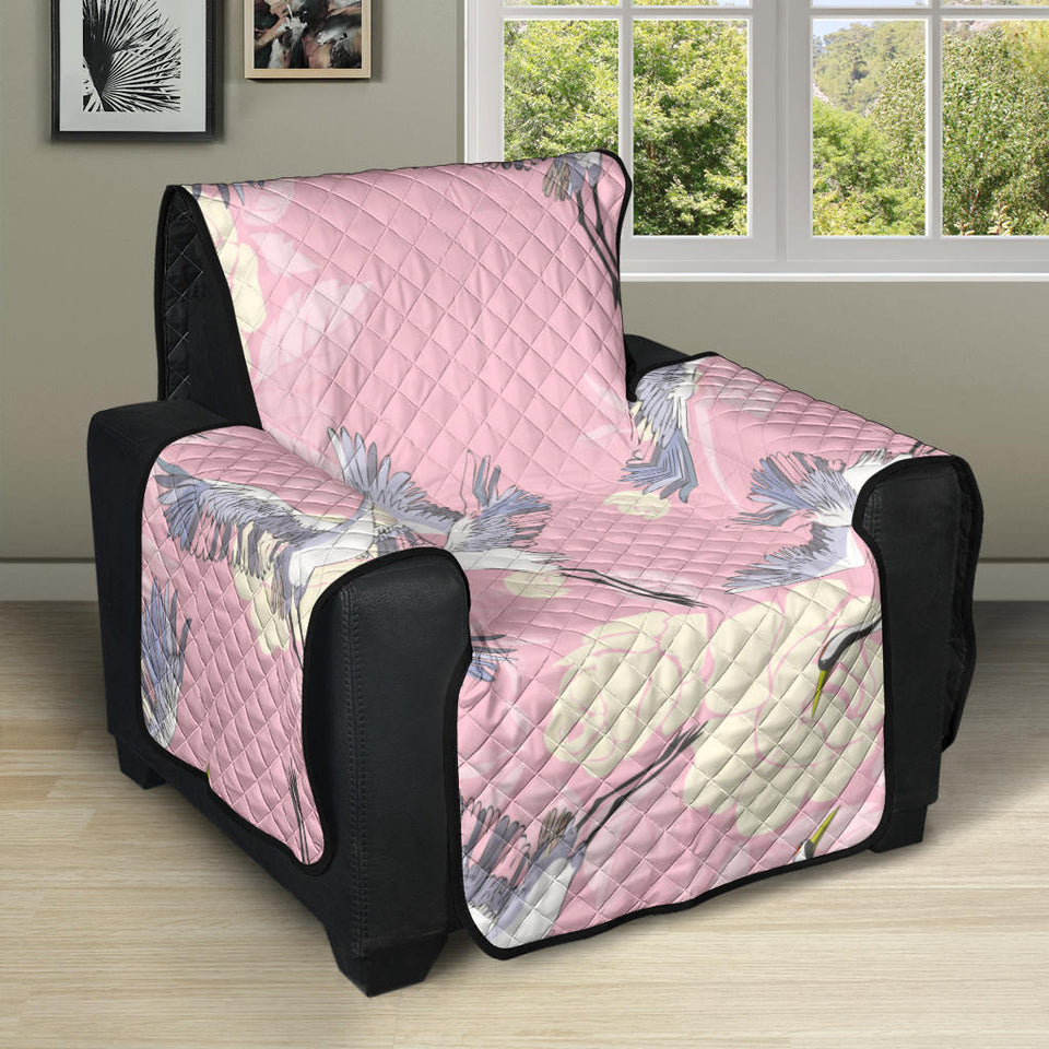 Japanese crane rose pattern Recliner Cover Protector
