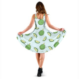 Durian Pattern Blue Background Sleeveless Midi Dress