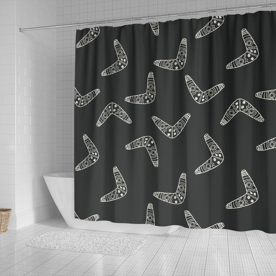 Hand Drawn Boomerang Australian Aboriginal Ornament Shower Curtain Fulfilled In US