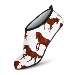 Horses Running Pattern Background Aqua Shoes