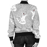 White Swan Gray Background Women'S Bomber Jacket