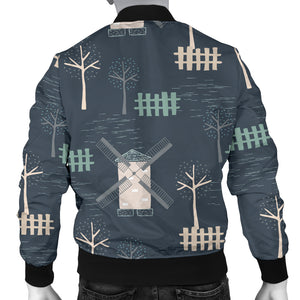 Windmill Tree Pattern Men'S Bomber Jacket